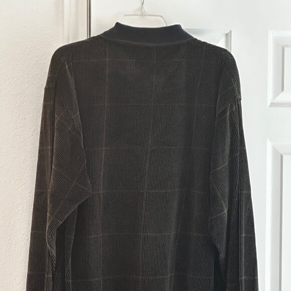 VTG M.E. Sport Men’s Velour LS Polo Pullover Crosshatch Pattern Blk/Brn Size L - Picture 13 of 14